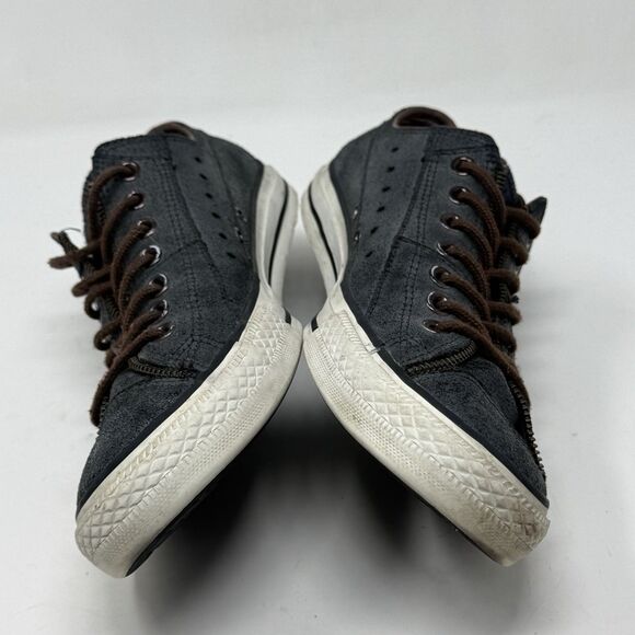 Converse All Star Low Sneakers Mens 10.5 Black Distressed Leather Open Zip Shoes - Picture 8 of 16